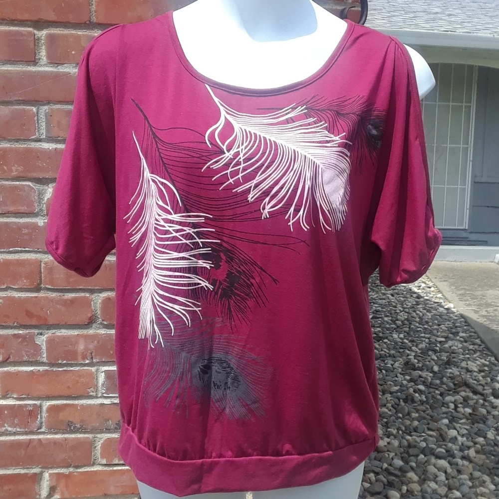 Maroon cold shoulder top